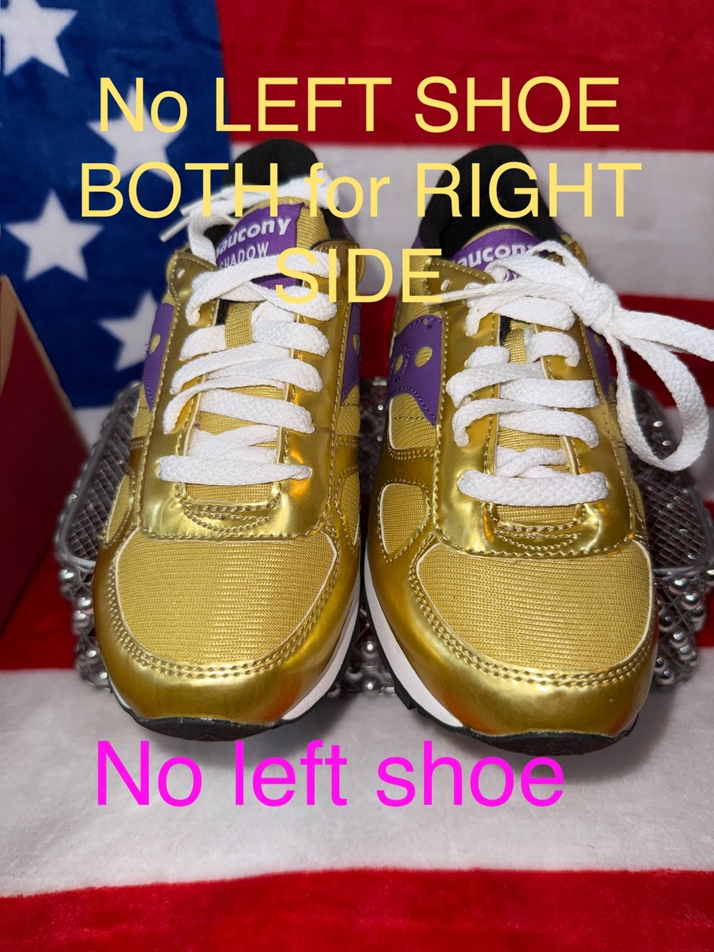 2 Saucony women’s 5.5 Gold and Purple Right-Side ONLY, Sneakers. NO LEFT SHOE.